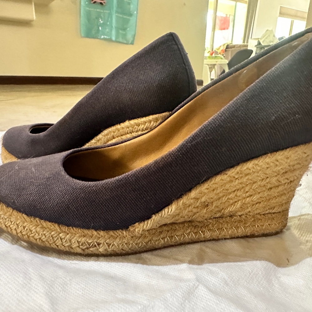 J. Crew Gray Espadrille Wedges with Jute Heel